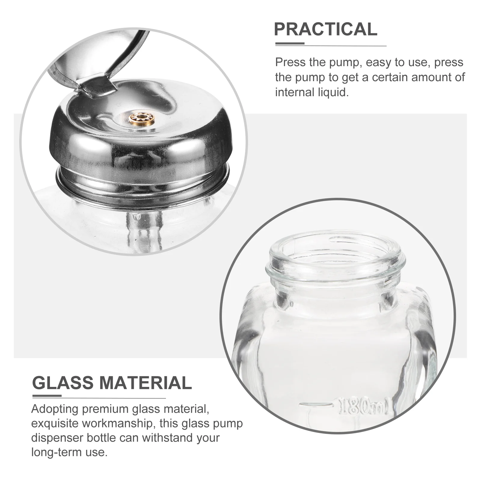 Clear Glass Pump Bottle Clear Bottle Empty Glass Bottle for Nail Polish Remover glass bottles with pump