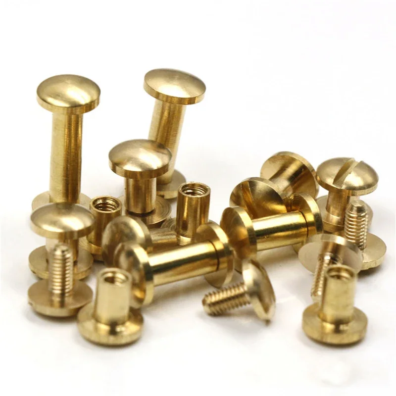 10pcs Solid Brass Binding Chicago Screws Nail Stud Rivets For Photo Album Leather Craft Studs Belt Wallet Fasteners 8mm Dome Cap