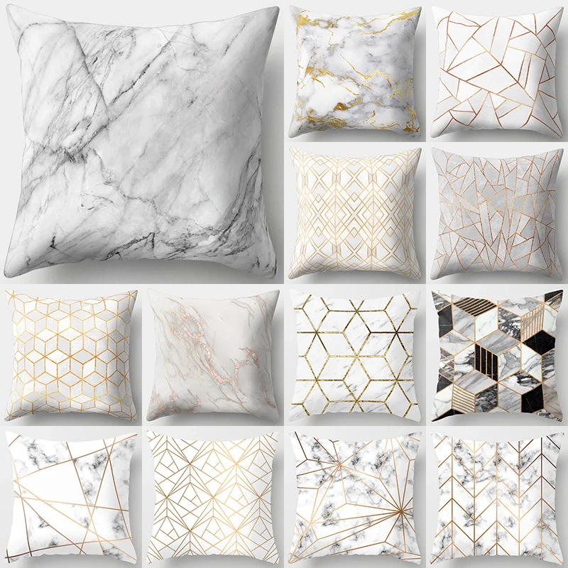 Brief Marble Geometric Sofa Decorative Cushion Cover Pillow Pillowcase Polyester 45*45 Throw Pillow Home Decor Pillowcover 40507