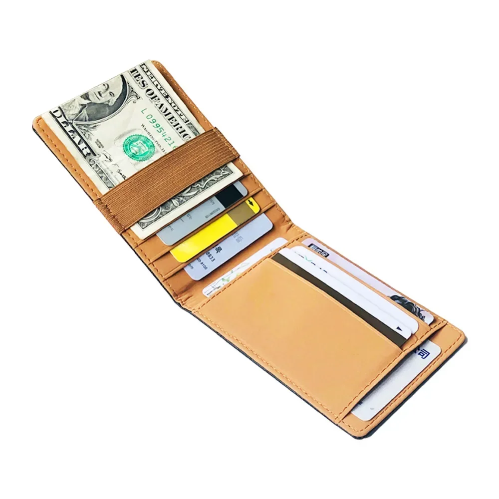 Mini cartera para mujer con cinta elástica, clip para billetes, tarjetero delgado para hombre, monedero pequeño para tarjetas de crédito, tarjetero delgado para hombre