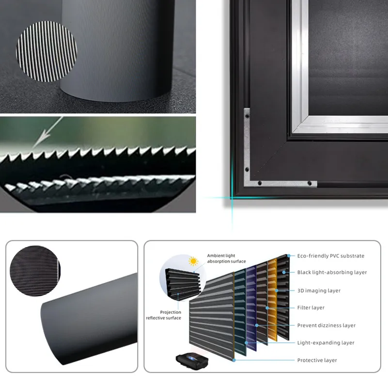 JZ SCREEN 2024 Hight Quality 16:9 150 polegadas 135 polegadas Tela de projeção de quadro fixo Luz do dia ALR Tela de projetor de alcance ultracurto