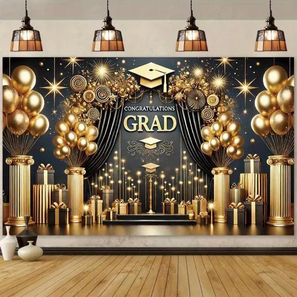 Unvergesslicher Moment, Abschlussbanner, Fotografie-Hintergrund, goldener Ballon, Abschlussfeier, Dekoration, Fotografie-Hintergrund