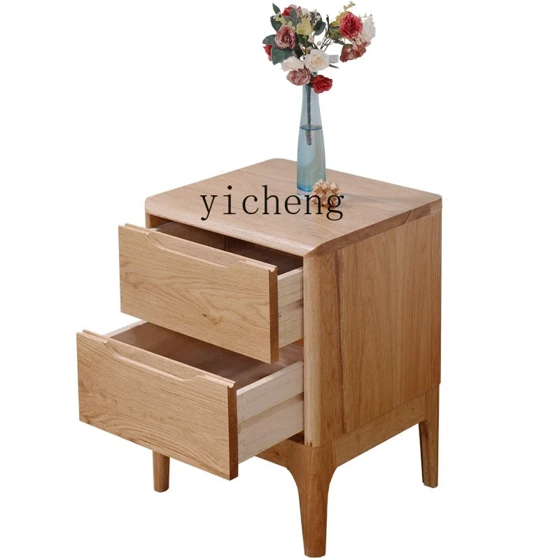 XL simple Chinese all-solid wood oak small apartment mini narrow bedside table lamp cabinet