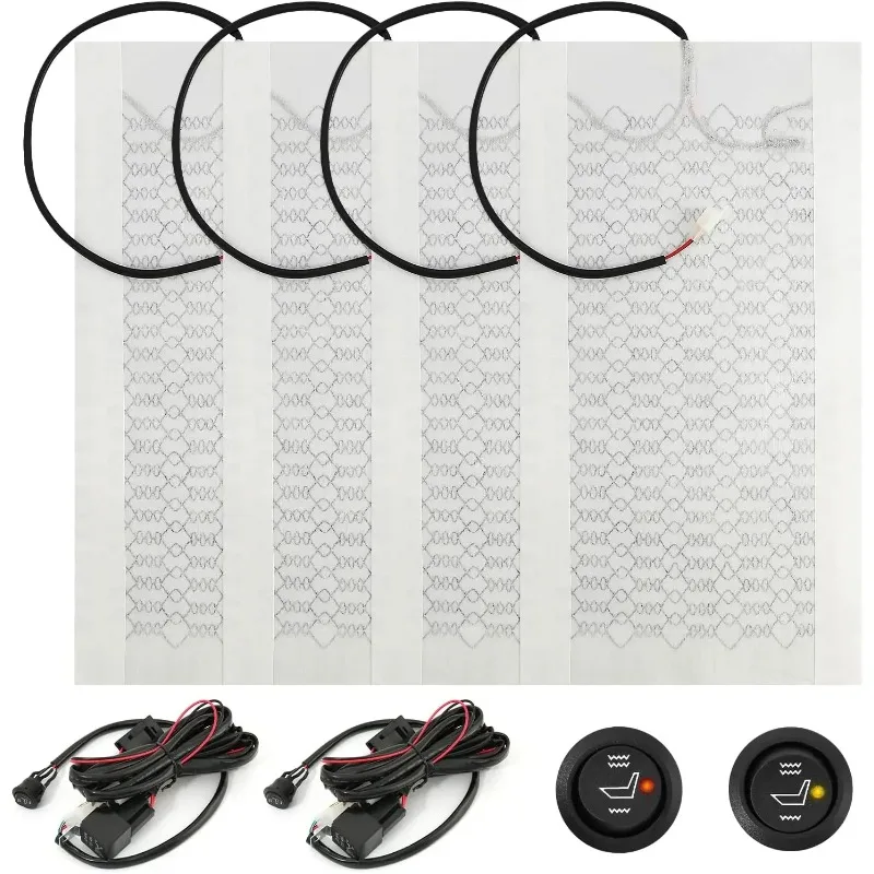 

New Car Seat Heater Kit Universal Built-in DC12V 25W Carbon Fiber Heating Pads 530mm X 280mm Hi-Lo Round Switch for Automotive