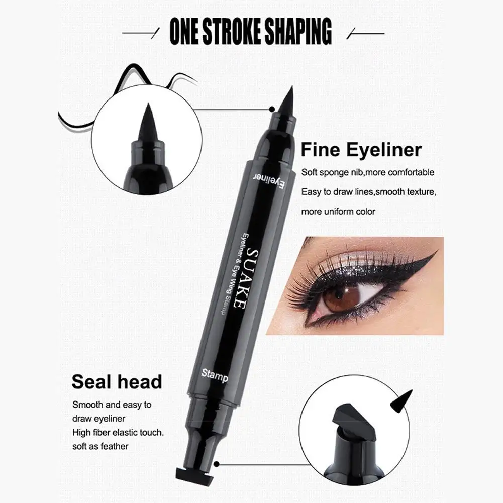 Eyeliner nero Penna per eyeliner con sigillo a stella triangolare ad asciugatura rapida a doppia estremità Matita per eyeliner liquida a lunga durata e impermeabile