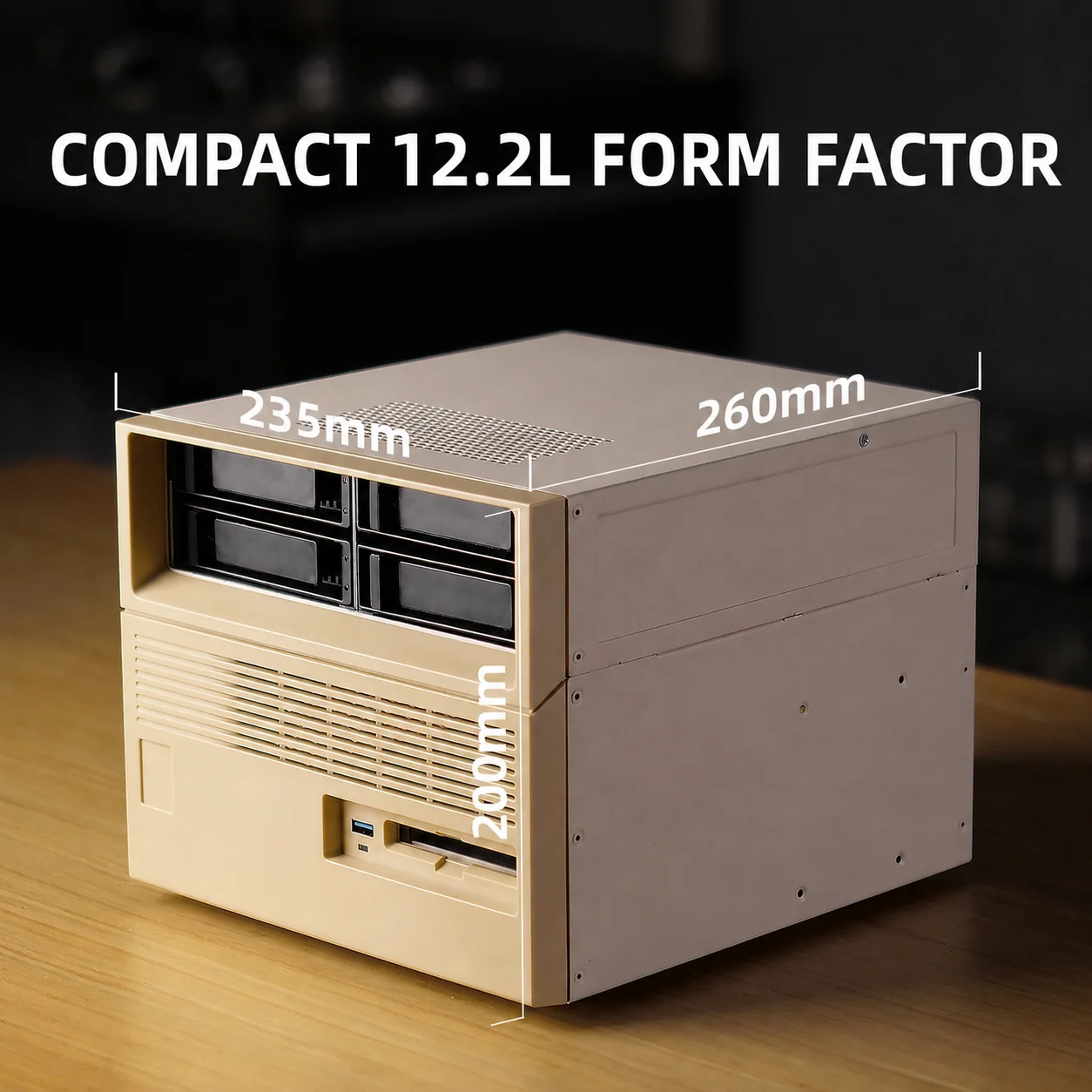 Beverly 4 Bay NAS Case Hot Swap 3.5 HDD Mini ITX UATX Home Server Chassis Flex SFX PSU Retro Computer Case