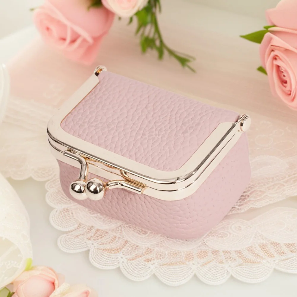 

New Genuine Leather Mini Bag for Women Clamp Design Opening Small Wallet Small Compact Earphone Bag Storage Small Wallet Ladies