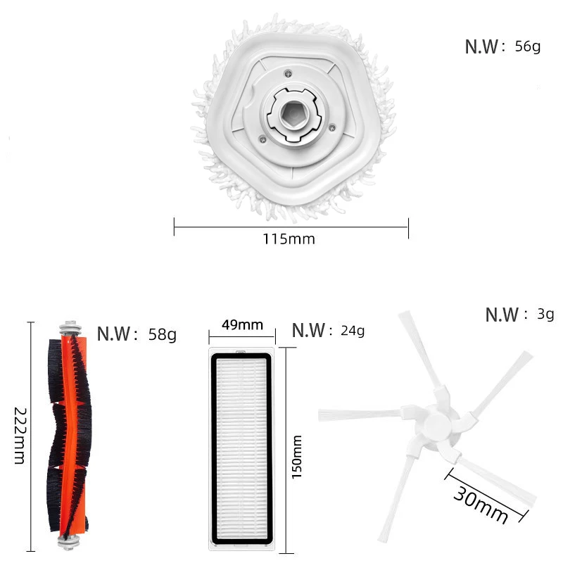 แปรงตัวกรอง HEPA ด้านข้างหลักไม้ถูพื้นสำหรับเปลี่ยนอะไหล่ทดแทนอะไหล่เครื่องดูดฝุ่น W10ของ dreame Bot