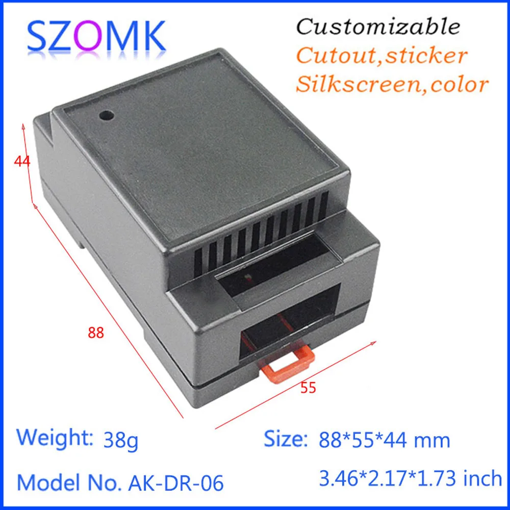 Plastic housing for PCB szomk plastic enclosure (1Pcs) 88*55*44mm diy outlet enclosure din rail box electronics project box