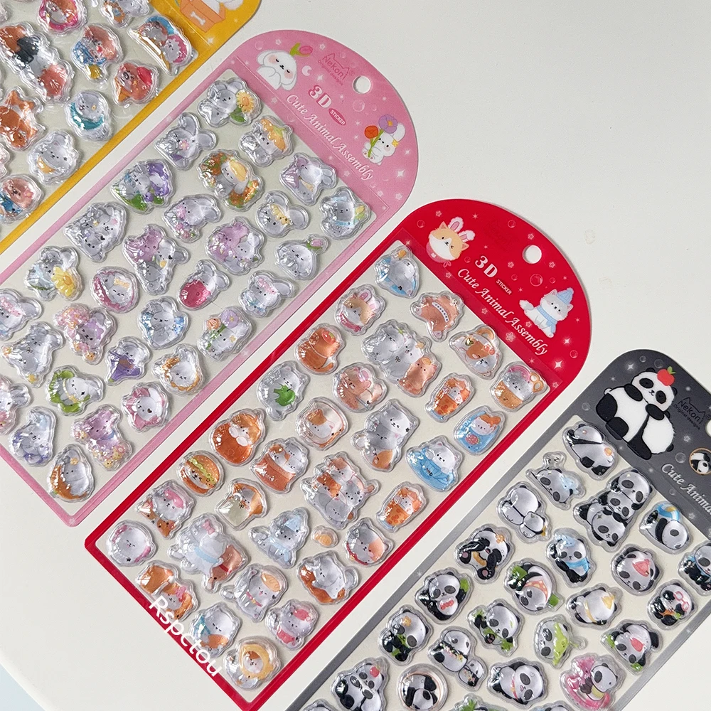 

1pcs Cute Animal Panda Cat Dog 3D Relief Stickers Kawaii Cartoon Reward Sticker DIY Laptop Phone Scrapbook Decals Decoration Toy