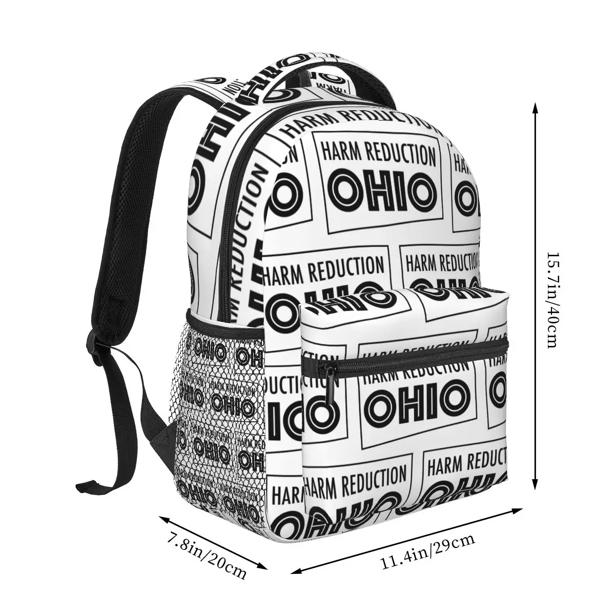 Harm Reduction Ohio Backpacks Boys Girls Bookbag Students School Bags Cartoon Kids Rucksack Shoulder Bag Large Capacity