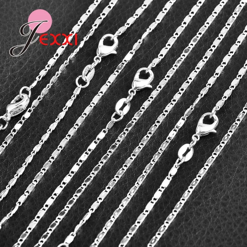 5Pcs/Lot 925 Sterling Silver Necklace Chains 16-30 Inches With Lobster Clasps Set For DIY Jewelry Making 18 Designs Option