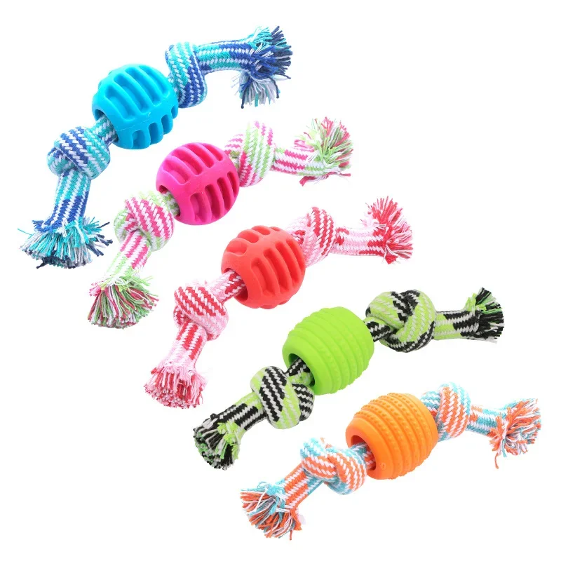 

Dog Toy Cotton Rope Double Knot Ball Bite Resistant Teeth Cleaning Toy Ball Pet Toy Bite Resistant dog Toys for small dog