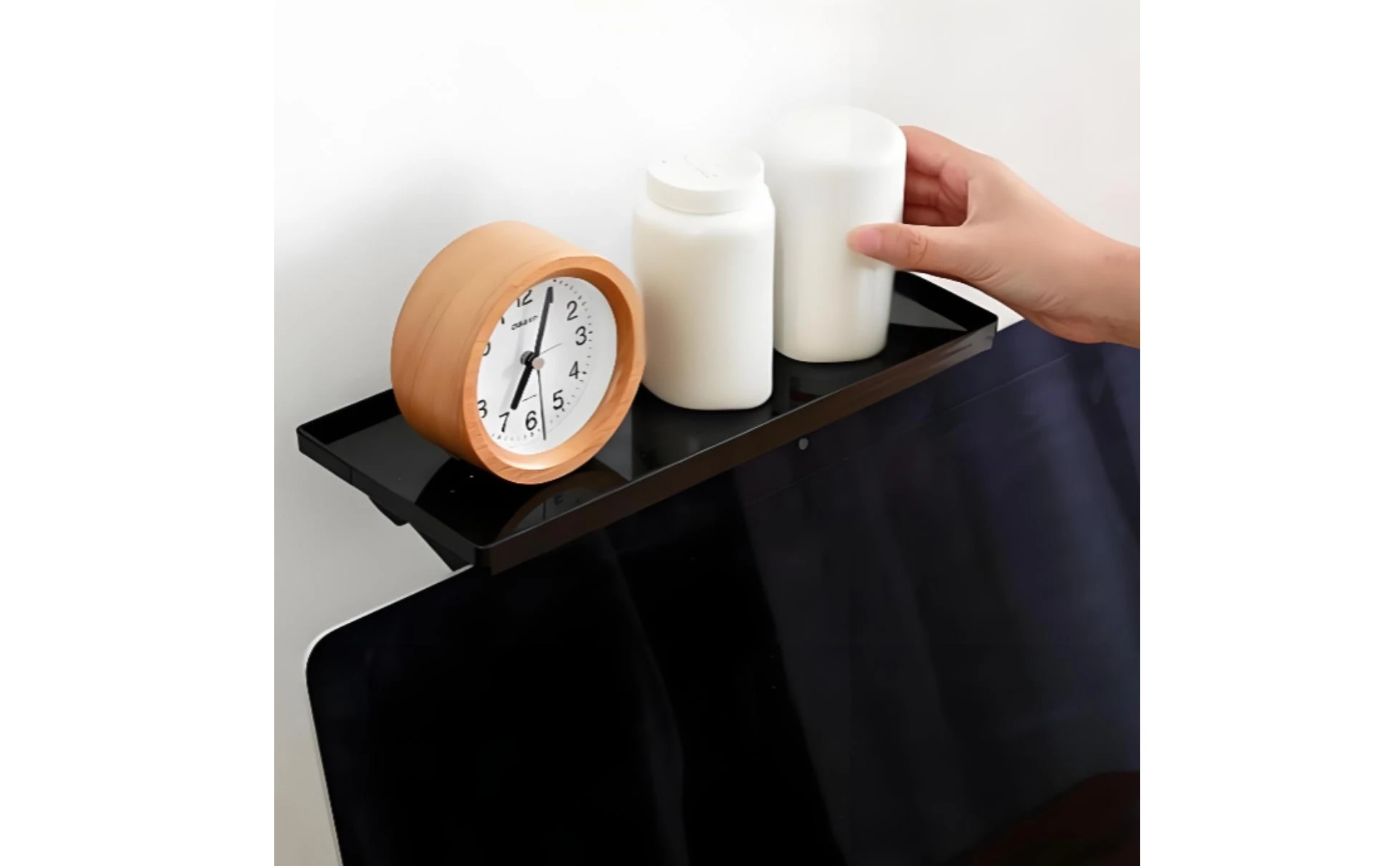 Monitor Top Shelf Raised Edges Screen Top Tray Computer Monitor Shelf Even Surface Desktop Organizer Stand Black