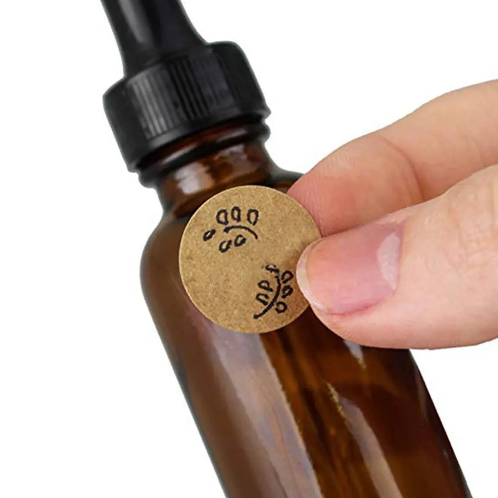 3 Rolls Small Round Label Stickers Kraft Paper Self-Adhesive Writable Dot Labels for Bars Parties Delicate Decor Envelope