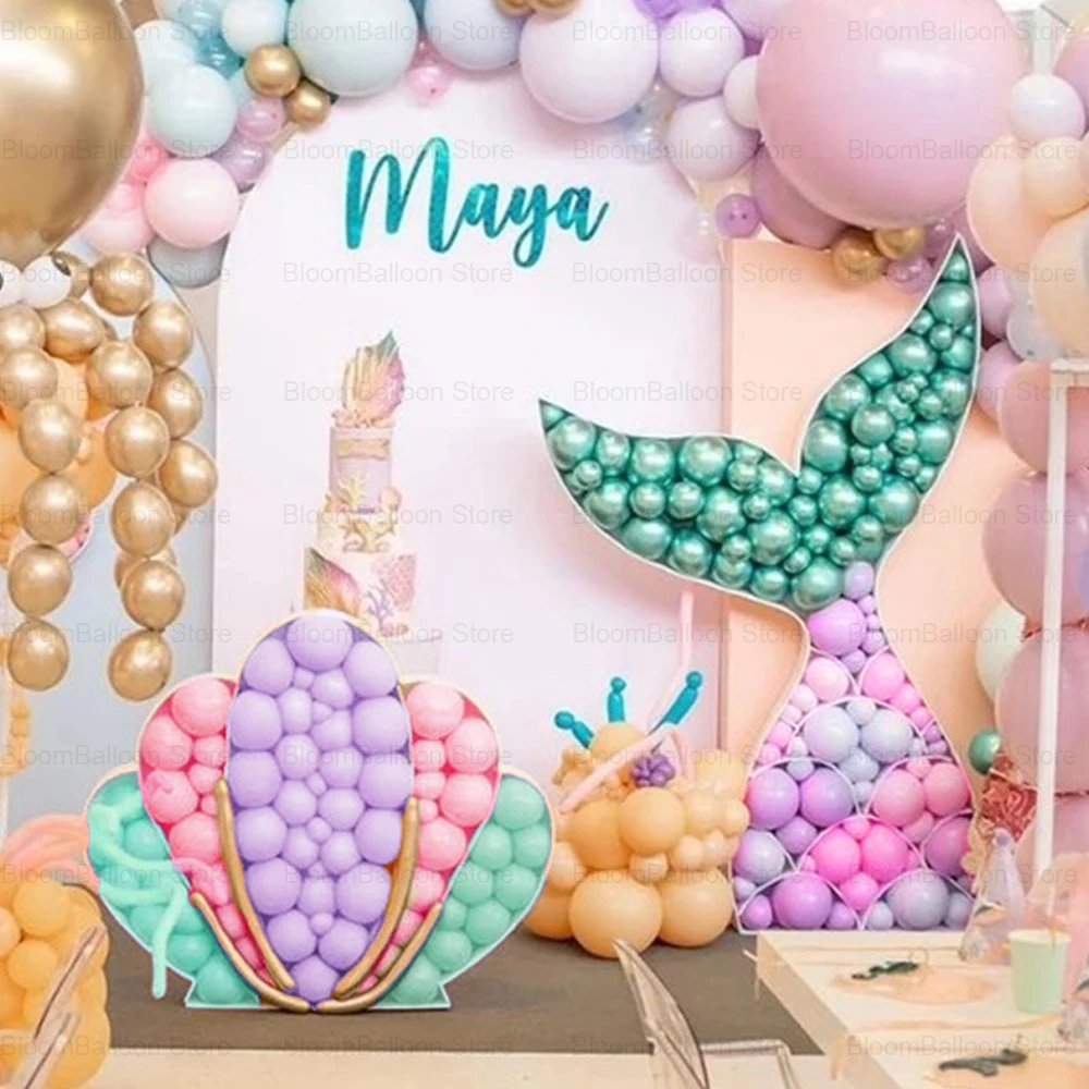 Mermaid Tail Shell Balloon Frame Balloon Filling Box for Birthday Decoration Girl Mermaid Theme Party Baby Shower Wedding Decor