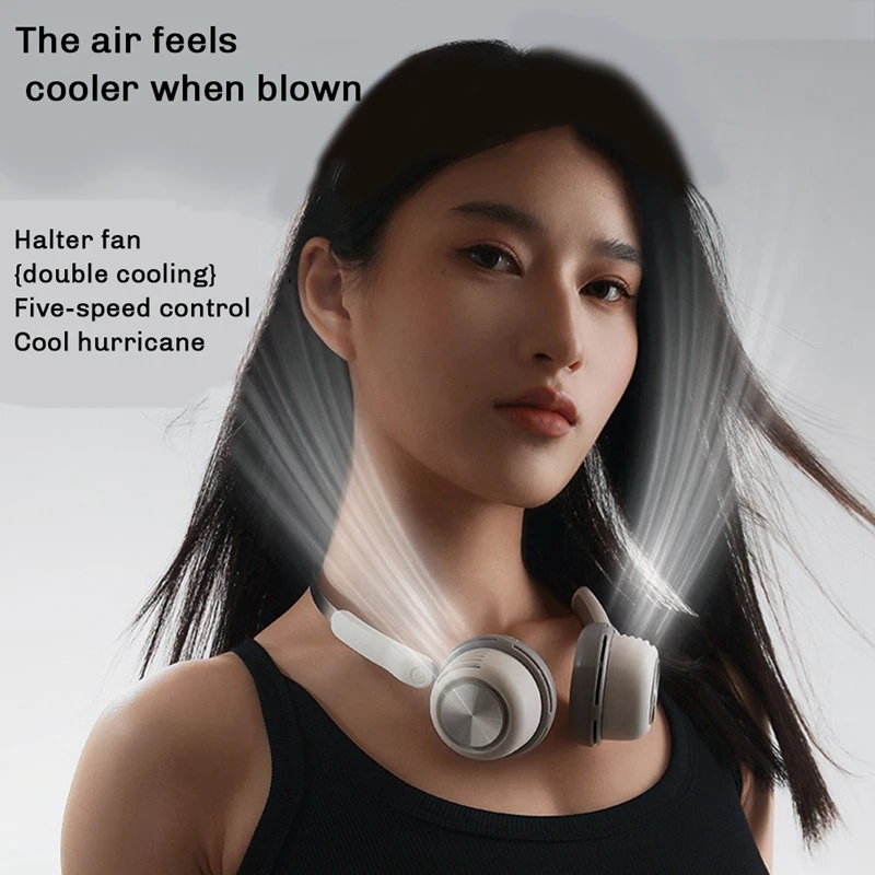 Portable Neck Fan, 1600Mah Rechargeable Wearable Personal Fan With 5 Speeds Adjustable, Neck Fan For Outdoor