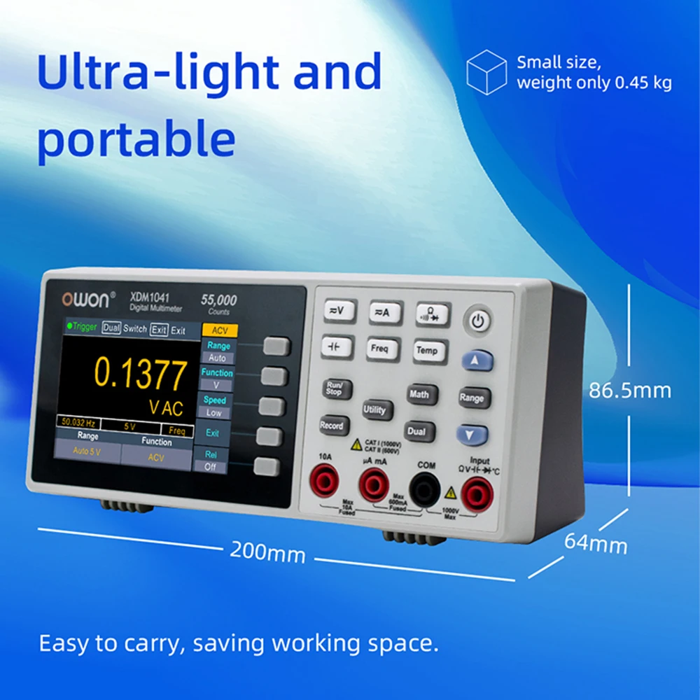 OWON 4 1/2 XDM1041 Tisch Digital Multimeter 55000 Zählt True RMS 3,5 inch LCD USB DC/AC Strom Voltmeter temperatur Werkzeuge