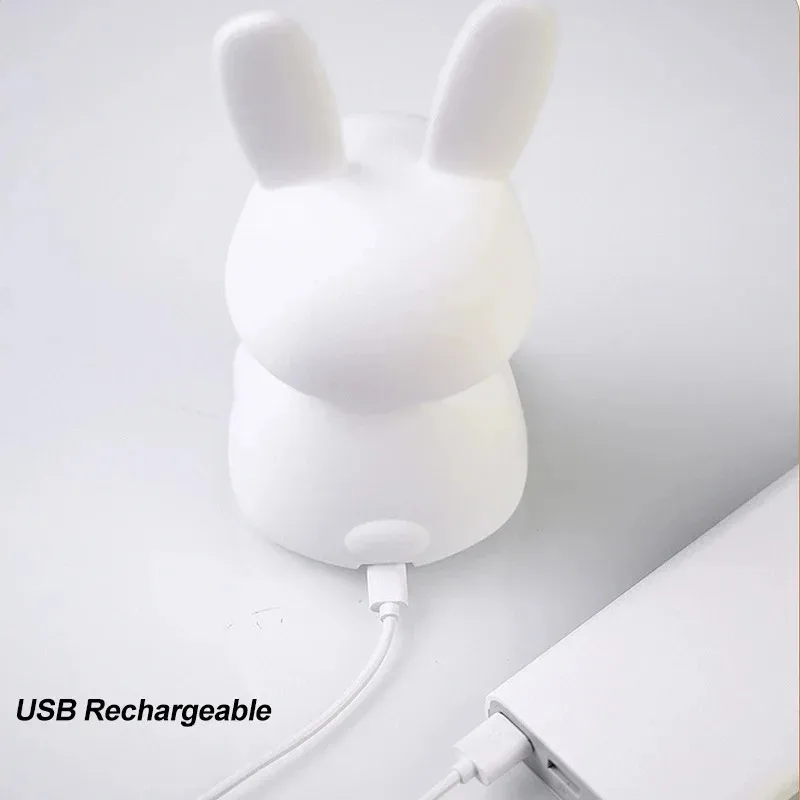 LED Night Light Silicone Rabbit Touch Sensor Lamp Cute Animal Light Bedroom Decor Gift for Kid Baby Child Table Lamp Home Decor