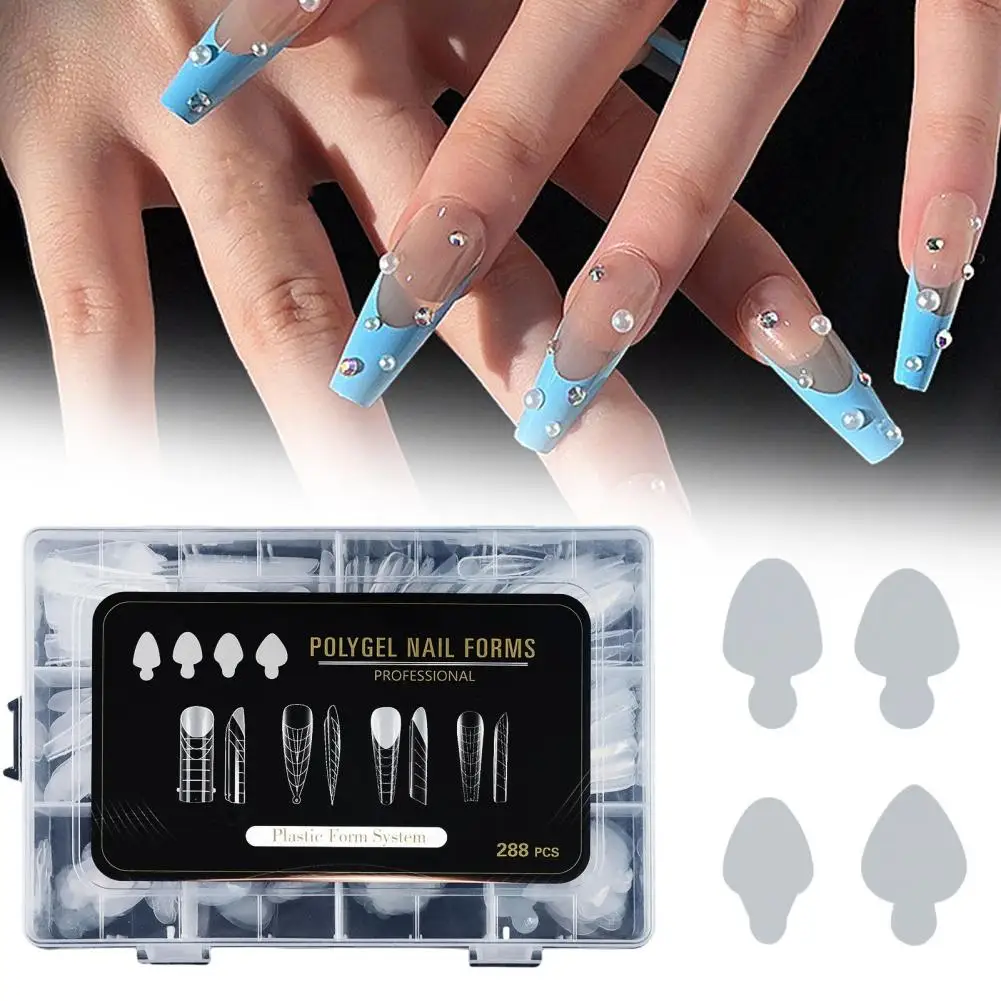 Moldes para uñas, accesorios de esmalte de uñas, Juego de puntas de uñas para manicura Diy, accesorios de extensión fáciles de quitar, ajuste falso, fácil de usar, 288 unids/caja