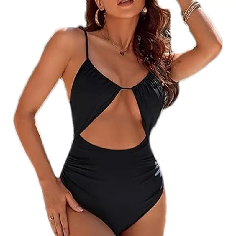 

Tummy Control Swimsuit Breathable Flattering Monokini Sexy High Cut Out Swimwear Bathing Wear For Women And Girls