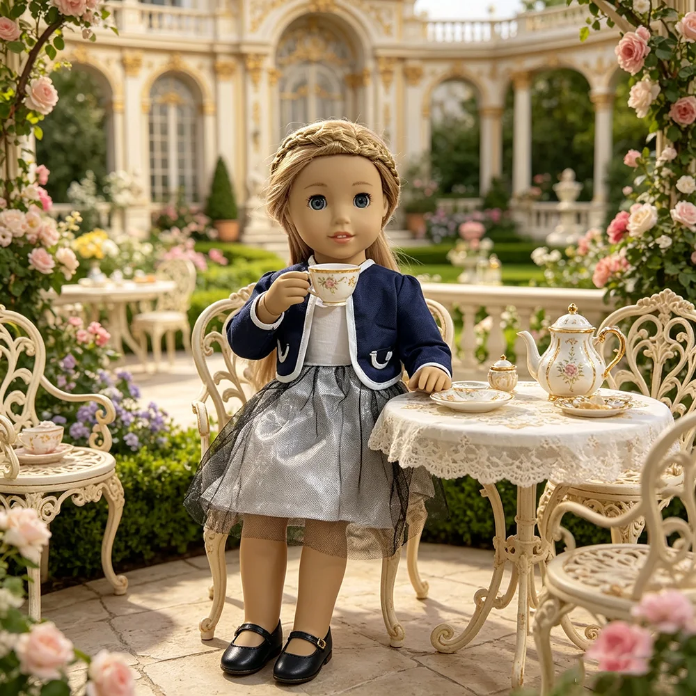 18 Inch Doll Girl Dress Set for Spring and Summer Fashion, Suitable for Clothing and Accessories for 18 Inch Dolls