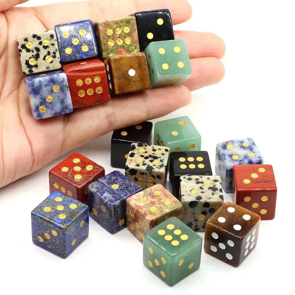 

15mm Natural Stones Six Sided Dice Healing Crystal Lapis Lazuli Quartz Gems Crafts Energy Mineral Game Supplies Home Decor Gifts