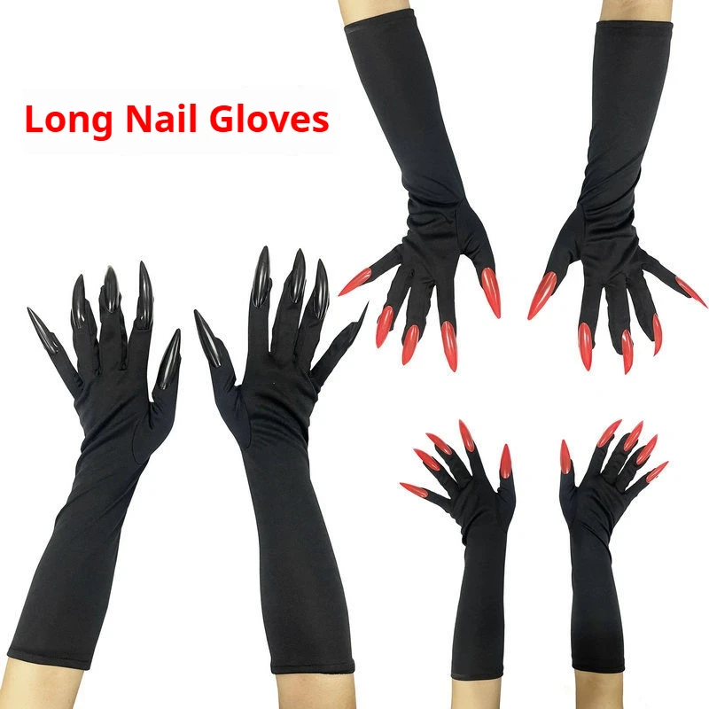

Halloween Long Vampire Witch Nail Gloves Sleeve Cosplay Ghost Claw Hand Covers for Party Props Accessories
