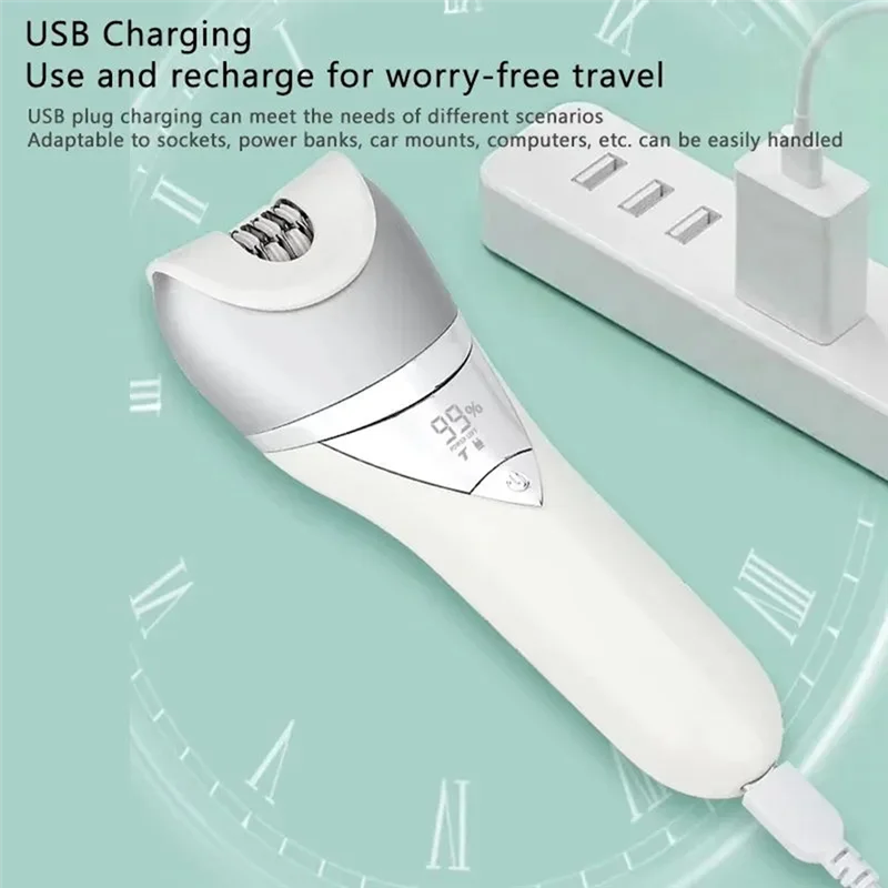 Stable-Electric Trimmer For Women 6 In 1 Painless Wet & Dry Women Shaver For Arm, Underarm, Bikini, Legs, Replaceable Heads