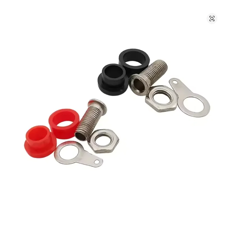 10Pair Silver 4mm Banana Plug Male and Female 4mm Banana Jack Panel Mount Banana Socket Terminal Connector Adapter Red Black
