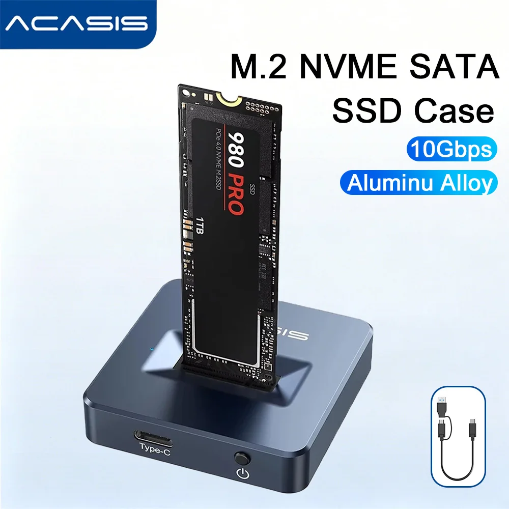 ACASIS 10Gbps M.2 SSD Case NVMe SATA SSD Enclosure Adapter USB 3.2 Gen2 Supports M and B&M Keys 2280/60/42/30 SSD Aluminum Shell