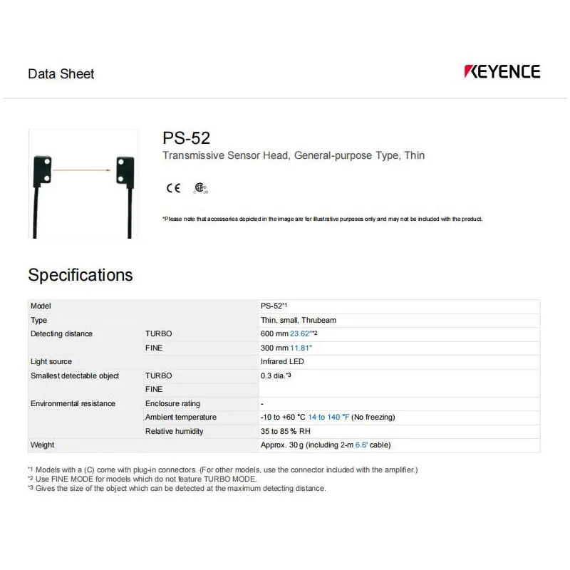 Brand New Genuine PS-52 KEYENCE Small reflective photoelectric sensor