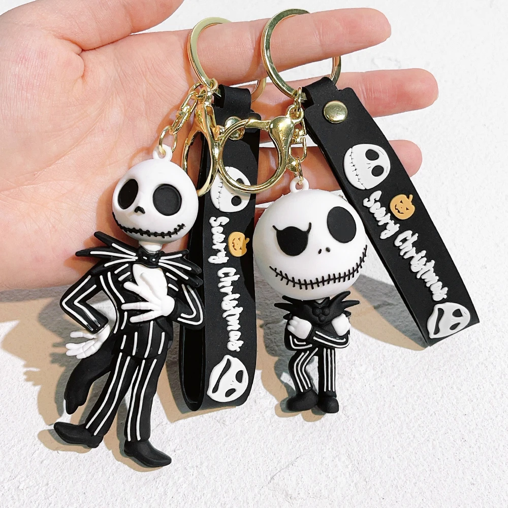 Llavero con diseño de gato y esqueleto aterrador de Nochebuena, colgante de decoración de bolso bonito, divertido y personalizado con Sig conmemorativo