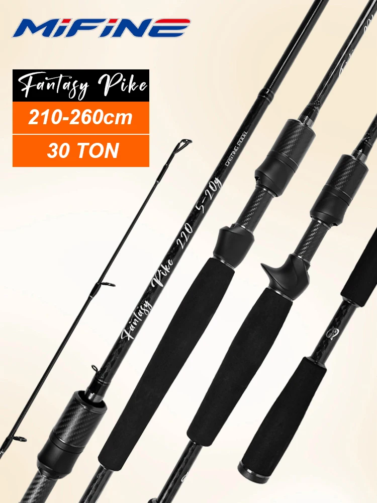 Mifine FANTASY PIKE Angelrute 30T 2,1M/2,2M Köder 5-20g/10-30g/20-60g Spinnrute Baitcasting-Angelrute für Süß- und Salzwasser