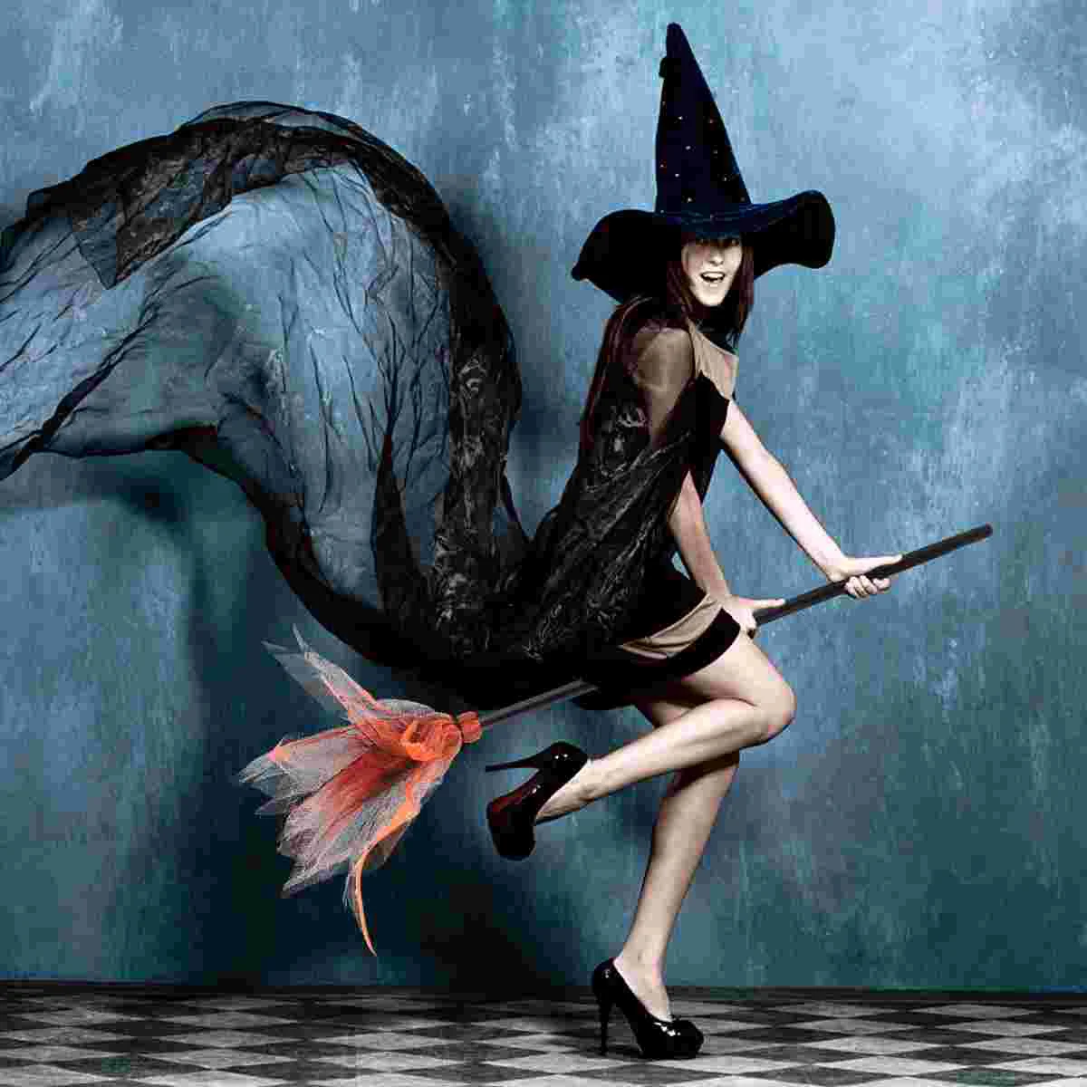 Toy Halloween Broom Costume Witches Broomstick Aldult Mesh Wizard Prop Orange Child