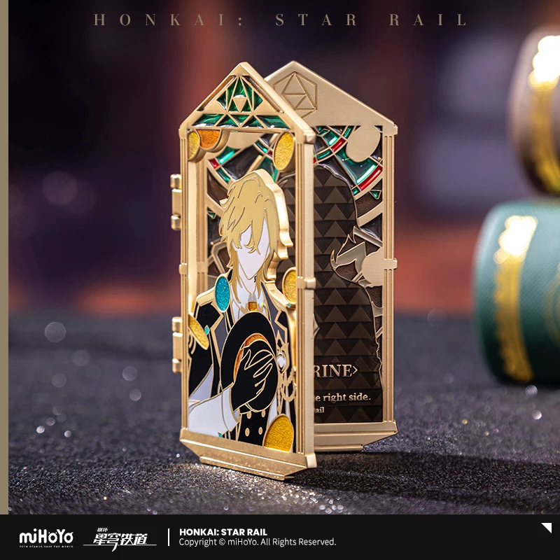 Genuino Honkai:Star Rail Stone Heart Vow Ring Series Distintivo in metallo Topazio Avventurina Giada 0rnament Anime Cosplay