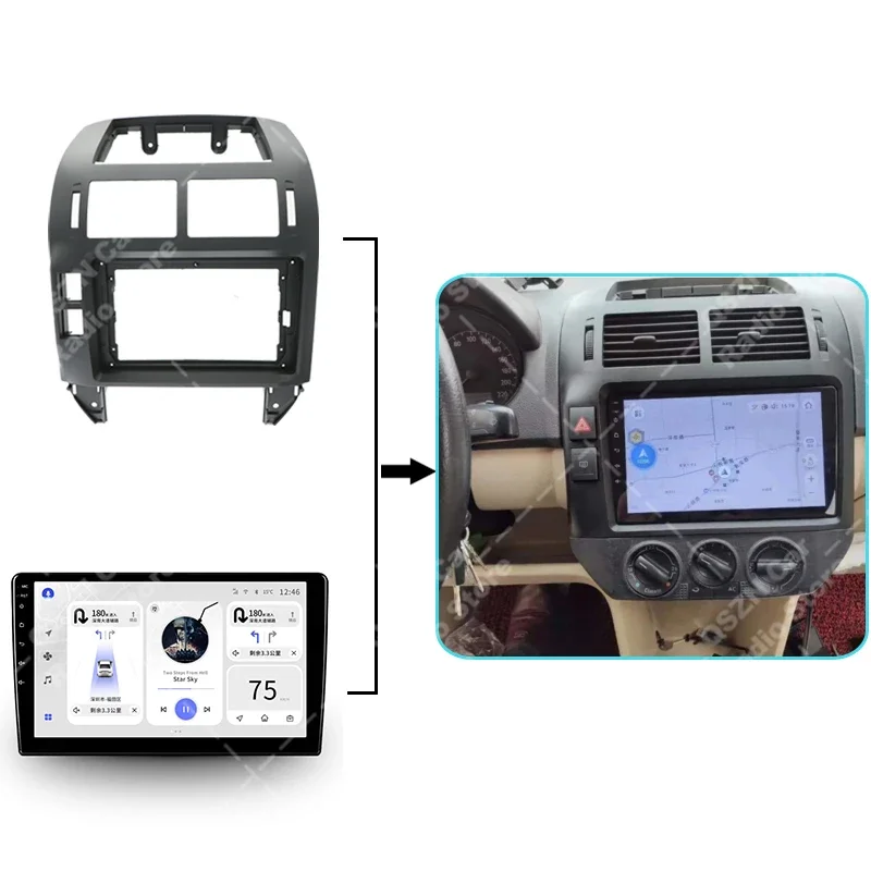 2 Din 9 Inch Car Radio DVD GPS Mp5 Plastic Fascia Panel Frame for VW Volkswagen POLO Polo 2004-2011 Dash Mount Kit