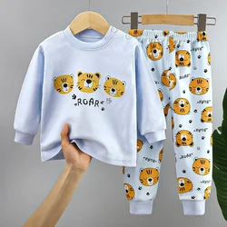 New Baby Boys Girls Christmas Warm Pajamas Kids Cartoon Xmas Print Long Sleeve Pyjamas Children's Autumn Sleepwear Clothing Sets