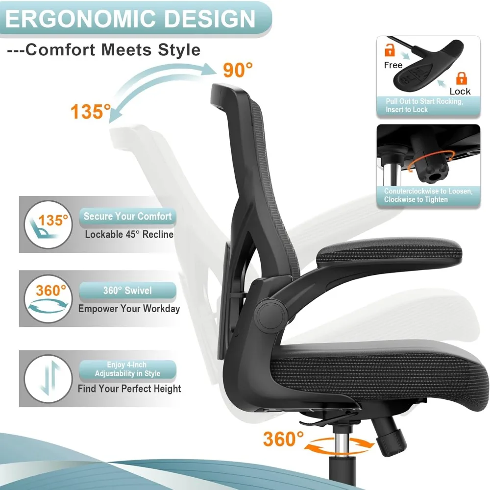 Ergonomic High-Back Office Chair with Adjustable Height for Home and Executive Desk Support