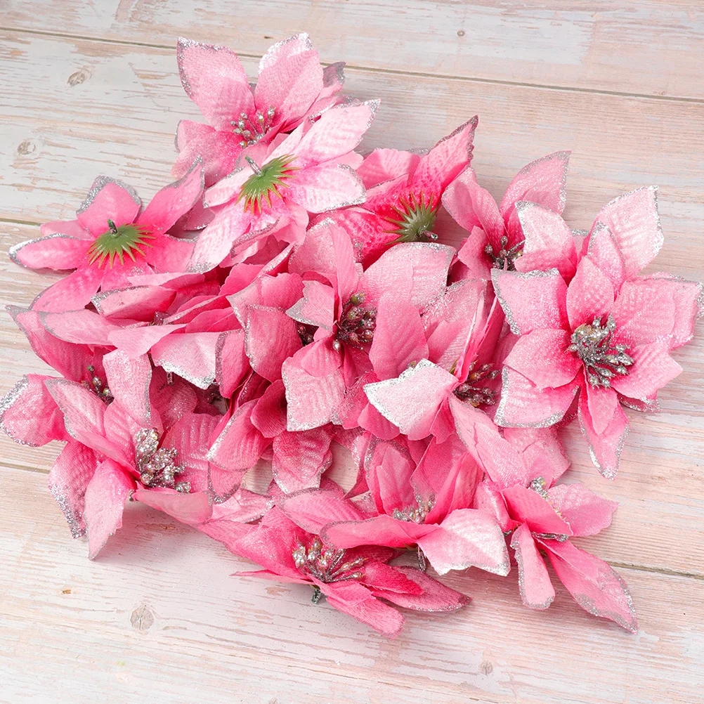 

32 Pcs Fake Flowers Christmas Decoration Floral Decorations Festival Ornaments Artificial Imitated Pink