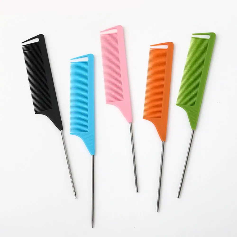 Anti-static Pointed Tail Hair Styling Comb Fine Tooth Salon Steel Tip Tail Comb Steel Needle Pin Tip Brush Barber Accessories