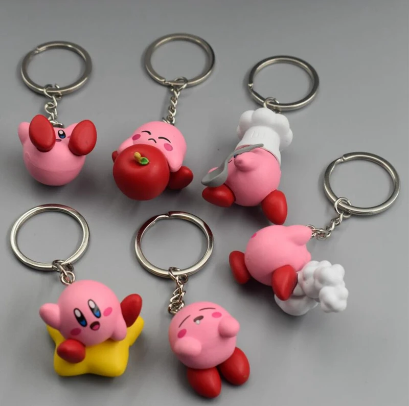 6 قطعة مجموعة Kawaii كيربي Gameboy Gashapon لعبة الشكل الشيف مع ملعقة ستار وادل دي دو المفاتيح نموذج جمع اللعب