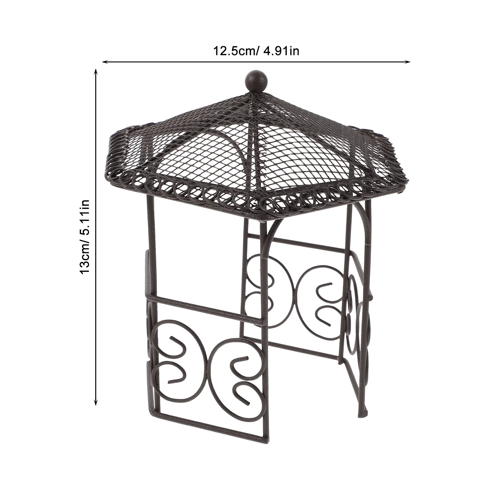 4Pcs Miniature Iron Pavilion Micro Landscape Pavilion Dollhouse Garden Decoration Compact Versatile Elegant Iron Crafted Indoor