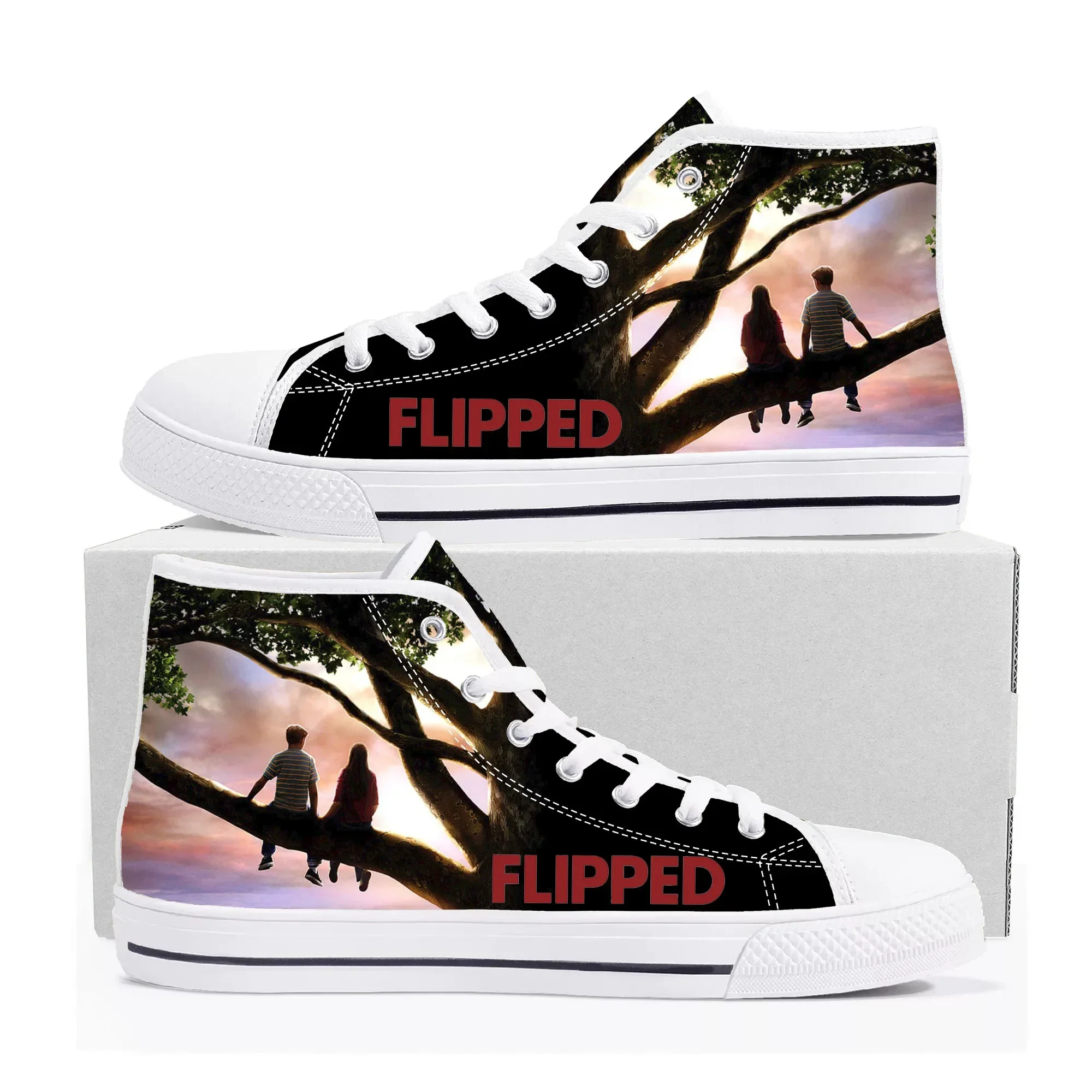 

Flipped Movie High Top Sneakers Mens Womens Teenager Canvas High Quality Sneaker Casual Custom Made Shoes Customize DIY Shoe