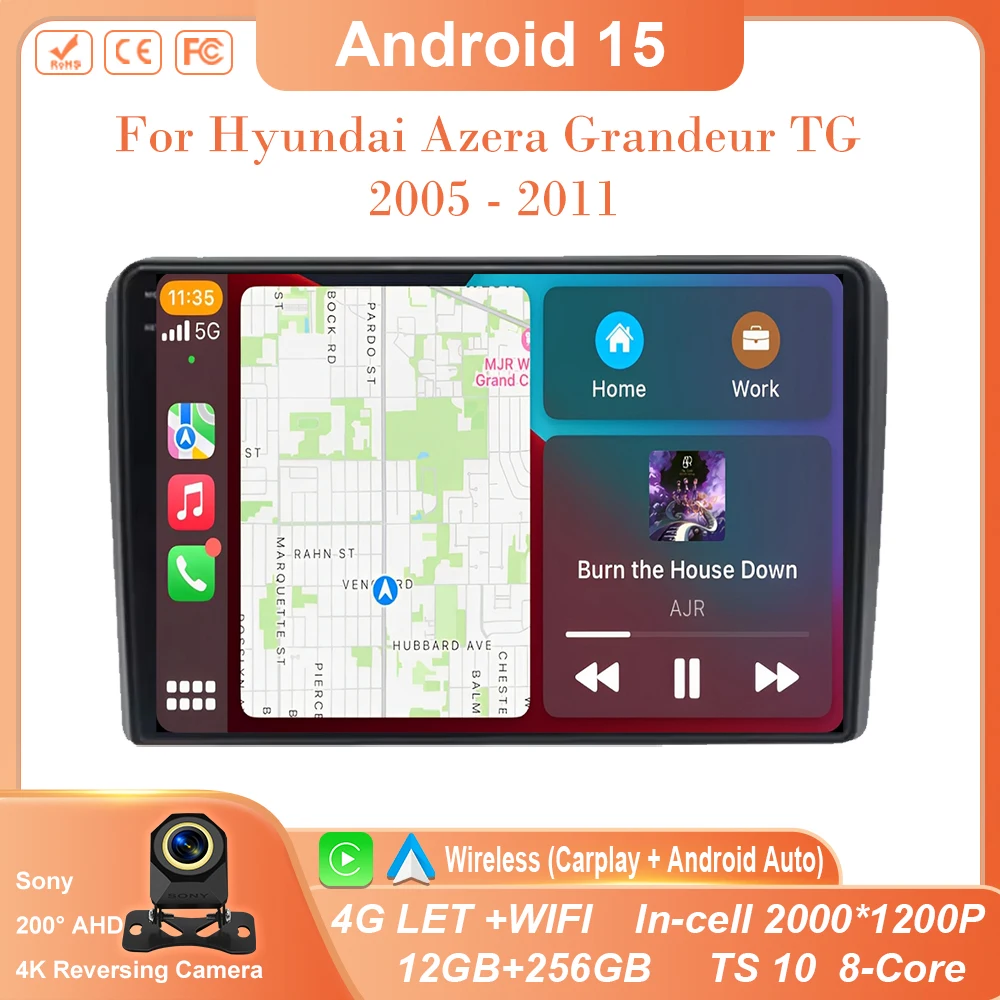 

Car Android 14 For Hyundai Azera Grandeur TG 2005 - 2011 GPS Navigation Dash Cam AutoRadio Multimedia Player QLED Screen 4G WIFI