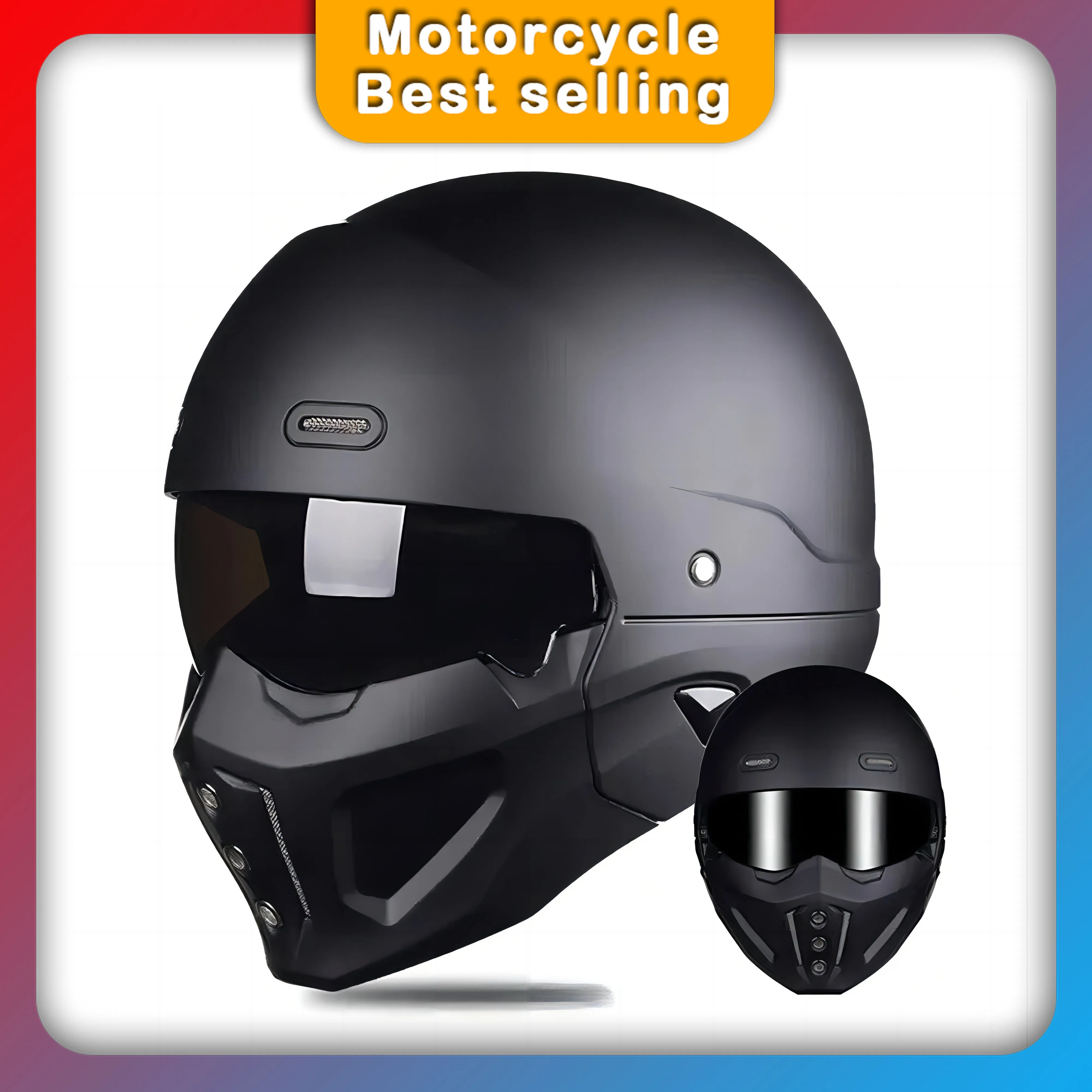 

Samurai Black Scorpion Helmet Retro Detachable For Motorcycle Bike Open Helmet Fashion Full Face Matte Black Four Seasons Helmet