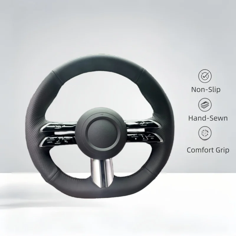 Car Steering Wheel Cover For Mercedes Benz AMG GT E63 EQE 43 53 SL43 SL55 Anti-Slip Microfiber Leather Steering Wrap Braid Cover