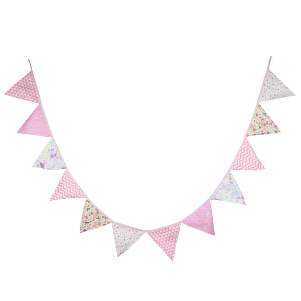 

Birthday Flags Cotton Banner Pennant Cotton Fabric Bunting Party WeddingDecoration