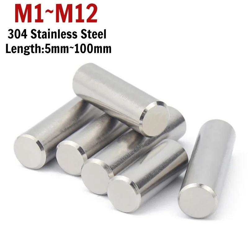 304 Stainless Steel Cylindrical Locating Dowel Pin M1 M2 M2.5 M3 M4 M5 M6 M8 M10 M12 Metal Fixed Shaft Pins Round Solid Rod DIN7