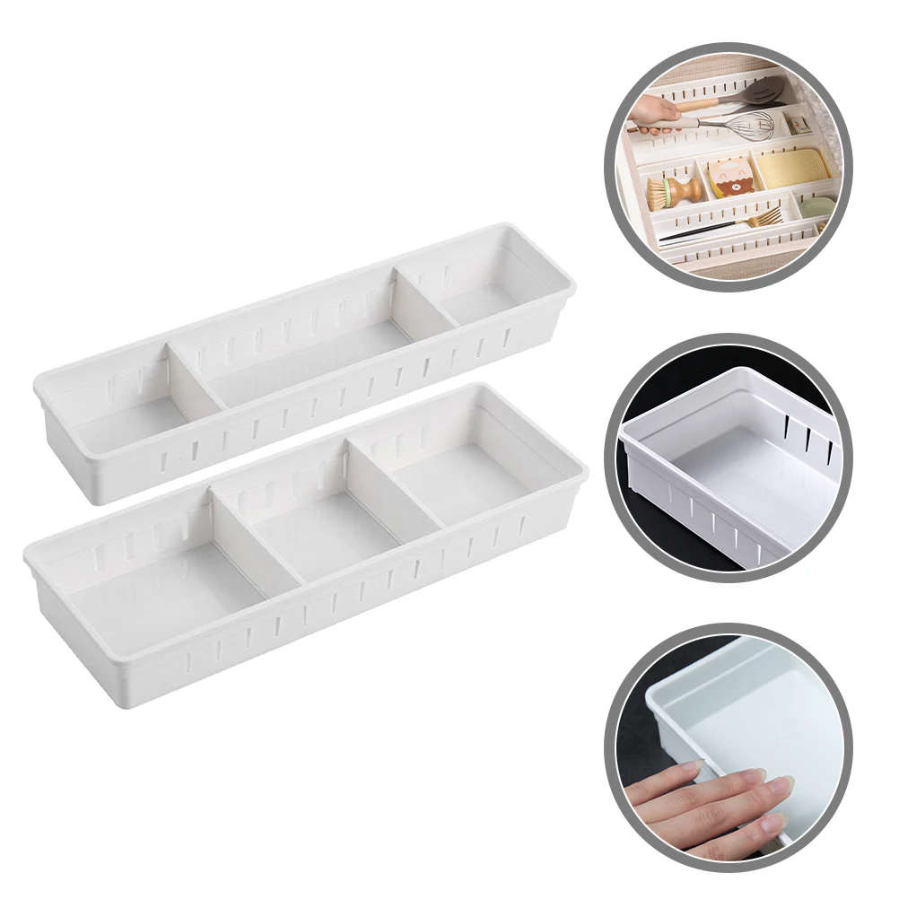 

2 Pcs Compartment Storage Box Divided Kitchen Containers Make up Nail Polish Organizer Desk Drawer Organizing Case Pp